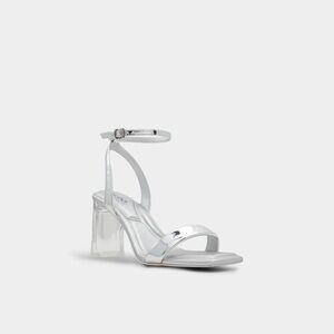 Aldo Aurora Silver Block Heel Sandals | Size 8.5